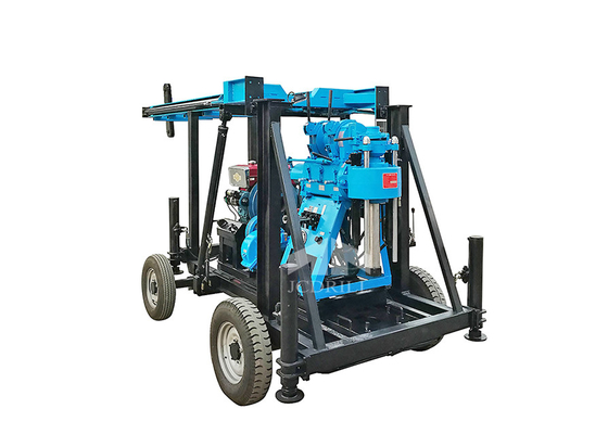 22hp Diesel Engine 200m Hydraulic Well Drilling Rig Blue Colour