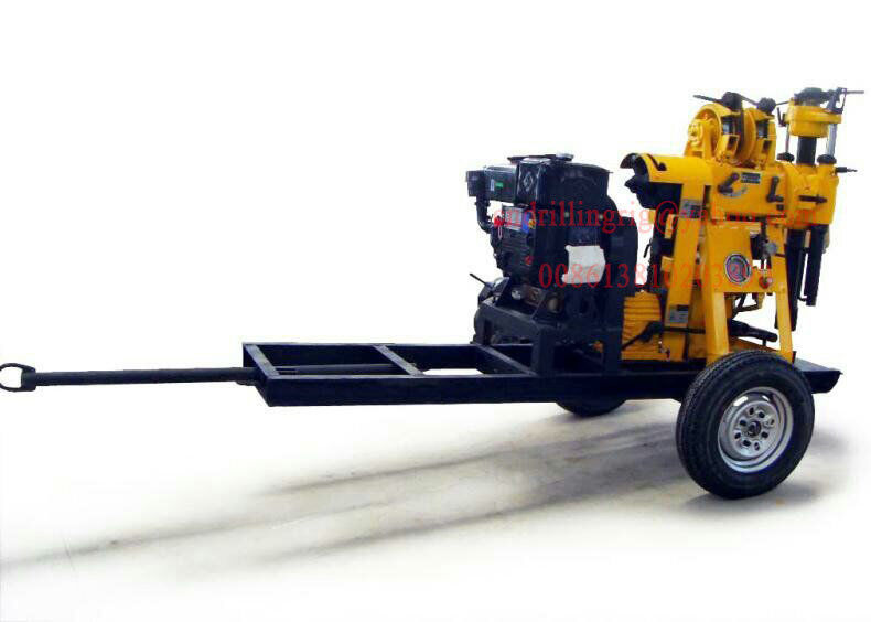 180m Small Trailer Mounted Portable Borehole Drilling Rig For Surface Water Well Drilling