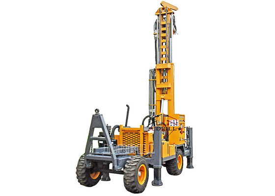 Good price 355MM Portable Hydraulic Water Well Drilling Machine 4 Wheels Trailer Mounted online