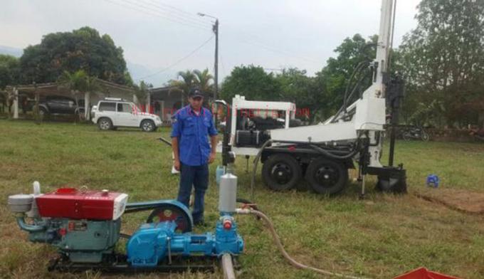 150m Dth Mud Drilling Trailer Mounted Drilling Rig With 45kw Diesel TWD150